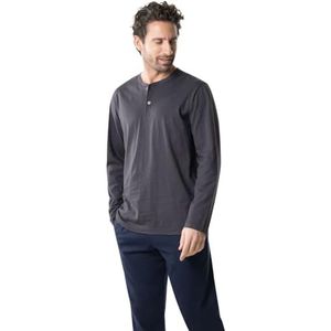 Eminence Lange pyjama met T-hals, Print zwart en wit/zwarte onderkant, S