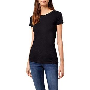 Marc O'Polo Dames T-shirt met licht gemêleerd oppervlak, comfortabel bovendeel van biologisch katoen, eenvoudig shirt met korte mouwen voor vrouwen, zwart (black 990), XL