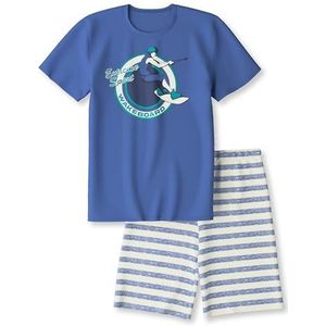 Calida Kids Wakeboard pyjama kort deep kobalt, maat 128-134, Deep Cobalt, 128-134