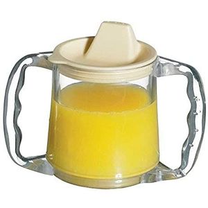 NRS Healthcare Beker voor mensen die de verzorging nodig hebben (van kunststof, met 2 hengsels en deksel met tule)