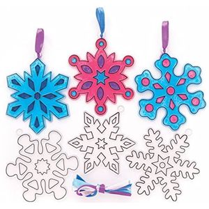 Baker Ross FC275 Kerst sneeuwvlok zonnevanger decoraties - Pak van 10, zonnevanger voor kinderen om te versieren en weer te geven, maak je eigen tuindecoraties