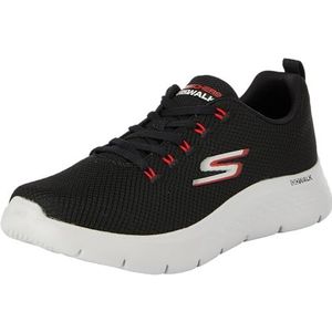 Skechers Heren GO Walk Flex Sneakers, zwart en rood textiel, 41 EU, Zwart en Rood Textiel, 41.5 EU