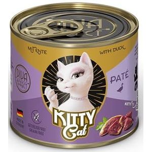 KITTY Cat Paté eend, 6 x 200 g, natvoer voor katten, graanvrij kattenvoer met taurine, zalmolie en groenlipmossel, compleet voer met een hoog vleesgehalte, Made in Germany