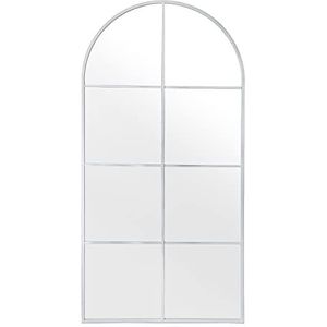 DRW Wandspiegel van metaal en achterkant, MDF, wit, 80 x 3 x 160 cm, INT. 77 x 157 cm