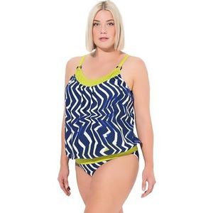 Ulla Popken Dames grote maten grote maten plus size tankini, Enya, DG, Lightning, marineblauw, 58-60