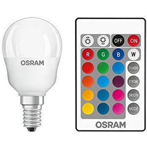OSRAM LED lamp | Lampvoet: E14 | Warm wit | 2700 K | 4,50 W | mat | LED Retrofit RGBW lamps with remote control [Energie-efficiëntieklasse A] | 4 stuks