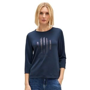 Silk Look Shirt w.partprint, Dark Atlantic Blue, 40