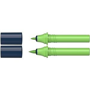 Schneider 040 Paint-It Twinmarker patronen (brush tip & 1,0 mm ronde punt, kleurintensieve inkt op waterbasis, voor gebruik op papier, 95% gerecyclede kunststof) groen 052