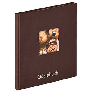 walther design gastenboek donkerbruin 23 x 25 cm met omslaguitsparing en reliëf, Fun GB-205-P