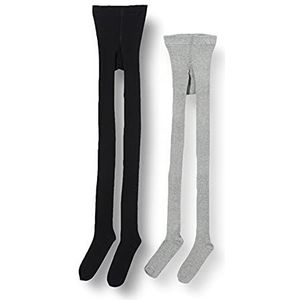 Minymo Stocking-Solid Rib 2-pack panty, zwart, 562 voor meisjes, Zwart, 562