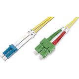 DIGITUS DK-292SCA3LC-03 – Glasvezelkabel OS2 – 3 m – SC (APC) naar LC (PC) – Duplex Glasvezelkabel – 1/10 Gbit/s – SM Singlemode Glasvezel LAN-kabel – Vezeltype: 9/125 µ – Geel (Yellow)