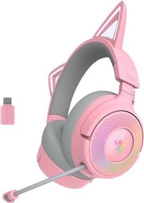 Razer Kraken Kitty V3 Pro - Draadloze Gamingheadset - Quartz - RGB Kitty met Reactieve Kattenoren