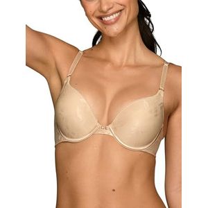 Vanity Fair Ego Boost push-up beha voor dames, voegt tot één volledige cupmaat toe, push-up bh's met beugel voor vrouwen, Beige Jacquard, 75B