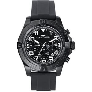 Fynch Hatton Heren analoog kwarts horloge met siliconen armband FHT-0004-PC, zwart