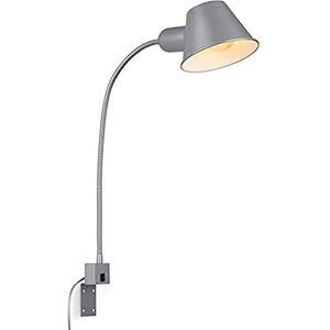 BRILONER - Bedlamp flexibel, bedlamp verstelbaar, tuimelschakelaar, 1x E27 fitting max. 10 Watt, incl. snoer, chroom mat, 63 cm