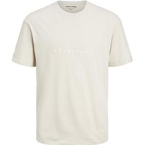 JACK & JONES Heren T-shirt Regular Fit Logo Unisex, maanbeam, S