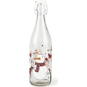 Excelsa Snowman glazen fles, inhoud 1 l, hoogte 32,5 cm.