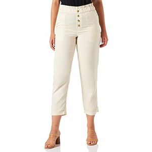 TOM TAILOR Denim Dames Stoffen broek met knoopsluiting 1031407, 10354 - Soft Beige Solid, L