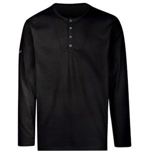 Trigema Shirt met lange mouwen en knoopsluiting, zwart, naturel, 3XL