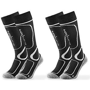 Black Crevice Skisokken, voor dames en heren, maten I Snowboardsokken met speciale voering aan de belaste zones I temperatuurregulerend en ademend I 2 paar