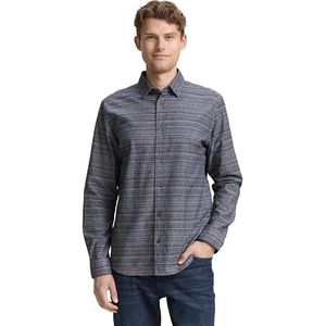 TOM TAILOR heren overhemd, 38492 - Navy Varied Cross Stripe, XXL