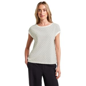 Imprimé - Top - Offwhite - Met Streepmotief - Korte Mouwen