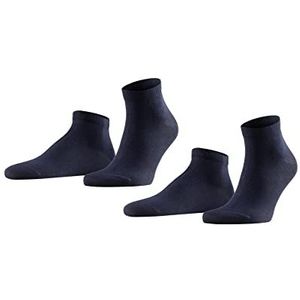FALKE Heren Korte sokken Happy 2-Pack M SN Katoen Kort eenkleurig Multipack 2 Paar, Blauw (Dark Navy 6375), 43-46