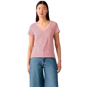 Levi's - Perfect V-hals T-shirt - Roze - Katoen - Korte Mouwen