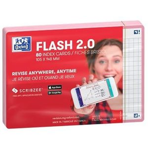 Oxford Flash 2.0 Flashcards A6 geruit 5mm roze pak 80 kaartjes