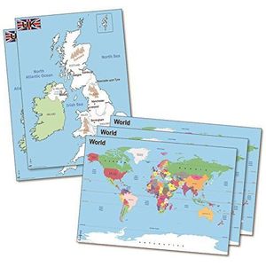 Wildgoose Education WG3609 UK en World Desk mat kaartenset (Pak van 5)