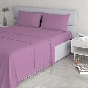 Italian Bed Linen Elegante beddengoedset (plat 250x300, hoeslaken 170x200cm+2 kussenslopen 52x82cm), lillac, dubbel