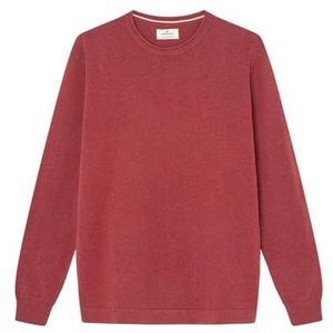 Springfield Reconsider Basic gebreide trui 12GG met ronde kraag en borduurboom, Rood, S