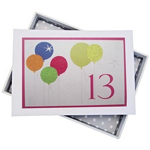 Wit Katoen Kaarten 13e Verjaardag, Mini Foto Album, Neon Glitter Ballonnen