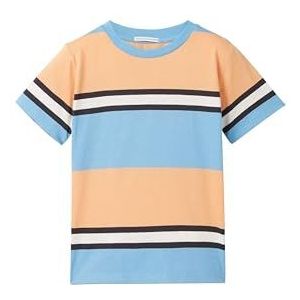 TOM TAILOR T-shirt voor jongens en kinderen, 35521 - Oranje Blauw Wide Block Stripe, 92-98
