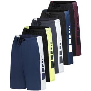 5 Pack Men’s Active Quick Dry Fit Short Pockets Athletic Running Gym Basketball Workout Activewear Sports Men, Set 10, S, Pack of 5