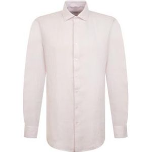 Seidensticker Zakelijk overhemd voor heren, regular fit, zacht, kentkraag, lange mouwen, 100% linnen, roze, 44