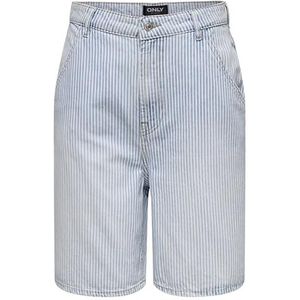 ONLY Dames Onlgia Mw Striped Loose DNM Shorts, blauw (light blue denim), L
