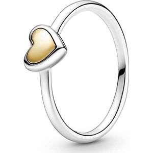 Pandora Ring voor dames gebogen gouden hart 199396C00, Niet-edelmetaal, Geen edelsteen