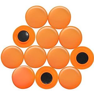 Grote oranje planningskantoormagneten voor koelkast, whiteboard, notitiebord, archiefkast - 40 mm dia x 8 mm hoog - pak van 12