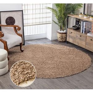 Surya Home Shaggy tapijt - moderne tapijten voor woonkamer, eetkamer, zachte shaggy tapijten voor slaapkamer - abstract pluizig tapijt, onderhoudsvriendelijke pluche stapel - groot rond tapijt 160x160