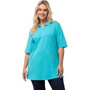 Ulla Popken Basic poloshirt voor dames, Diep aqua, 54-56