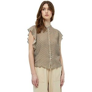 Peppercorn Dames Nadialine Ruches Shirt, Hoek Blauw Print, 8, Print hoek blauw, 34