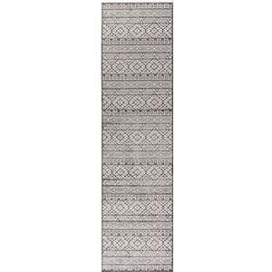 mynes Home Laagpolig tapijt grijs wit / 80x300 cm/onderhoudsvriendelijke vintage tapijten/ideaal als vloerkleed voor de woonkamer/met katoenen rug