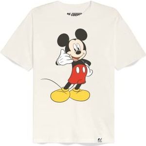 Recovered Disney Mickey Mouse telefoon Ecru dames getailleerd T-shirt, Veelkleurig, L