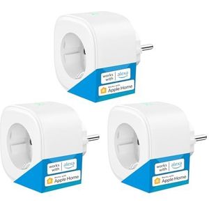 Smart socket werkt met Homekit, meross WLAN-stekker, intelligente stekker, compatibel met Siri, Alexa, Google Assistant, geen lift nodig, 16A, ingang 100-200V, 50/60Hz, 2,4 GHz, 3 stuks
