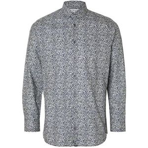 SELETED HOMME Slhslimethan AOP Ls Noos overhemd voor heren, Navy Blazer/Aop: bloem, M