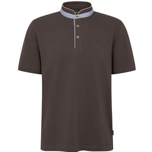 bugatti Poloshirt voor heren, opstaande kraag, basic korte mouwen, moderne pasvorm, 90-bruin, L