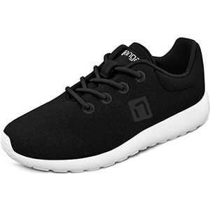 Nanga Wool Sneaker Men - Lichte Merino wollen sneakers voor vrije tijd, sport en werk, ademende herenschoenen met verwisselbaar voetbed, zwart, 40 EU
