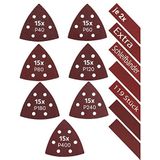 KSP-Tec │105 stuks delta-schuurdriehoeken + 14 schuurstrips, 93 x 93 x 93 mm, deltaschuurpapier, driehoekige schuurmachine, klittenband, schuurpads, multischuurmachine (93 x 93 x 93 mm)