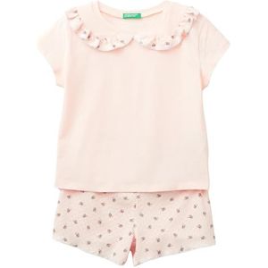 United Colors of Benetton Pig(T-shirt + short) 30960P061 pyjama-set, lichtpoeder 21 W, XXS voor meisjes, helder poeder 21w, XXS